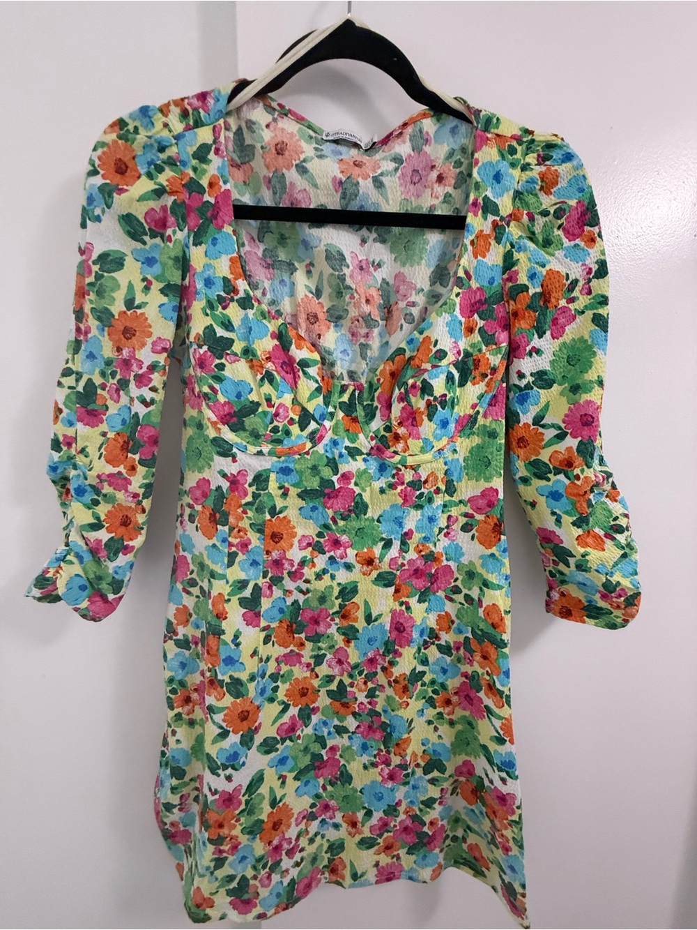 stradivarius Yellow Multi-Color Floral Mini Dress